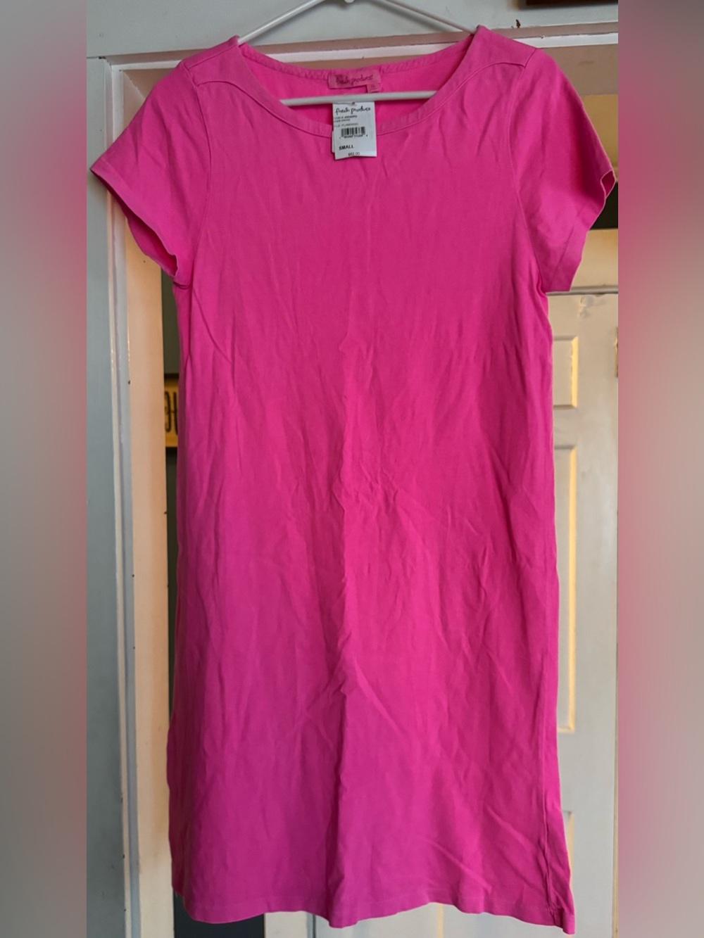 NWT Fresh Produce Bright Hot Pink Short Sleeve Shift Dress